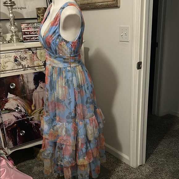 Lulu's Blue and Pink Tiered Maxi Sundress for Weddings - Picture 8 of 14